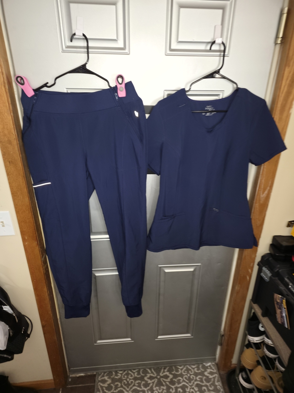 Women's Navy Jogger Scrub Pants & V-Neck Top Set